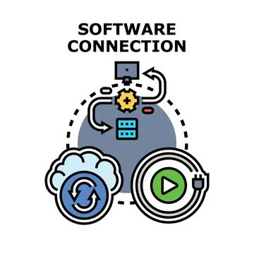 Software connection integrating cloud data and system optimization Stock-Illustration