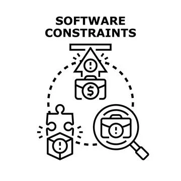 Software constraints affecting business development process Stock Illustration