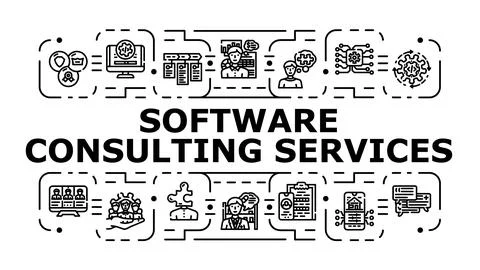 Software consulting services banner icon vector illustration Illustrazione stock