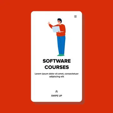 Software Courses Visit Programmer Student Vector Stock Illustration