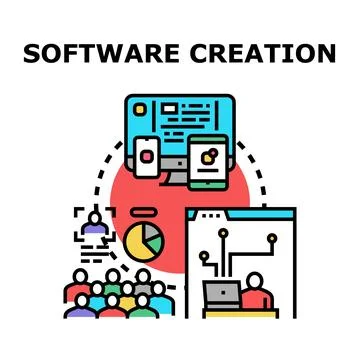Software creation process developing digital applications Illustrazione stock