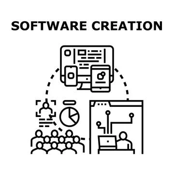 Software creation process developing digital applications Stock-Illustration