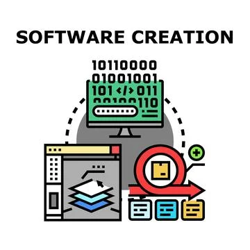 Software creation process developing program coding concept Stock-Illustration