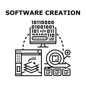 Software creation process developing program coding concept イラスト素材