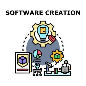 Software creation product development engineering concept Illustrazione stock