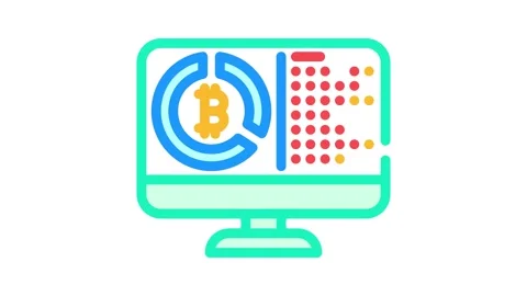 Software cryptocurrency mining color icon animation Stock Footage 327261127