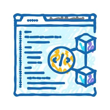 Software cryptocurrency mining icon doodle illustration Illustrazione stock
