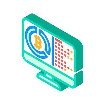 Software cryptocurrency mining isometric icon vector illustration Stock Illustration