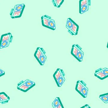 Software cryptocurrency mining isometric icon seamless pattern 스톡 일러스트