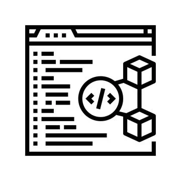 Software cryptocurrency mining line icon vector illustration Illustrazione stock