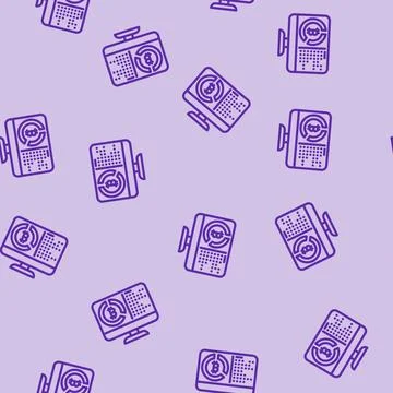 Software cryptocurrency mining line vector seamless pattern Illustrazione stock