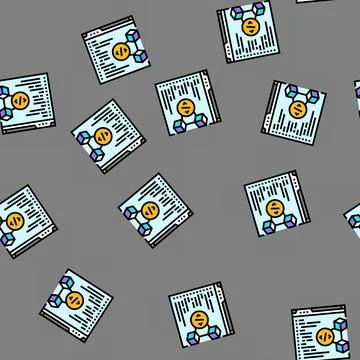 Software cryptocurrency mining vector seamless pattern Illustrazione stock