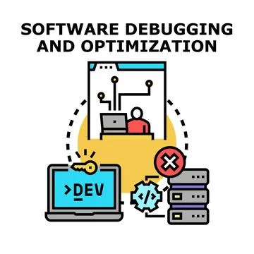 Software debugging and optimization development fixing errors 스톡 일러스트