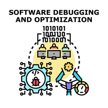 Software debugging and optimization process vector icon Stock Illustration