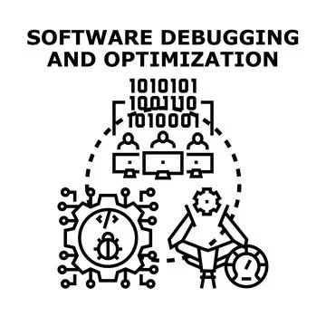 Software debugging and optimization process vector icon 库存插图