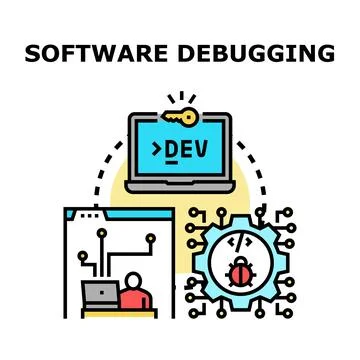 Software debugging applying code error fixing process Stock-Illustration