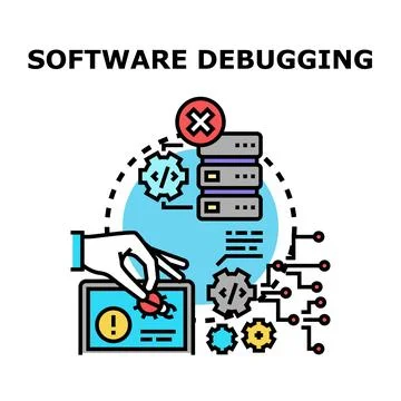 Software debugging fixing issues and finding errors 스톡 일러스트
