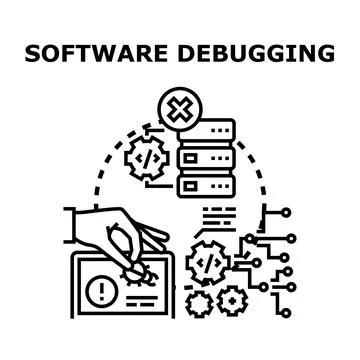 Software debugging fixing issues and finding errors 库存插图