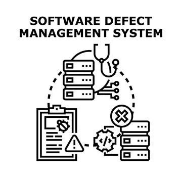 Software defect management system icon analyzing code errors Ilustración de archivo