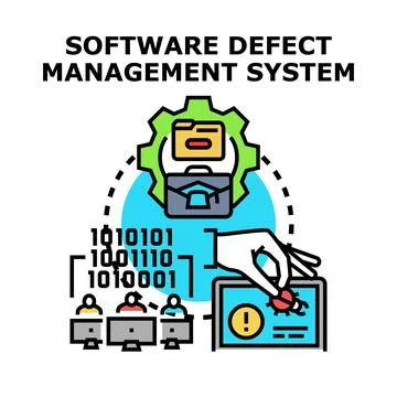 Software defect management system managing programming errors and code bugs 스톡 일러스트
