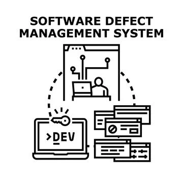 Software defect management system workflow development controlling quality Stock Illustration