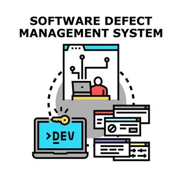 Software defect management system workflow development controlling quality Stock-Illustration