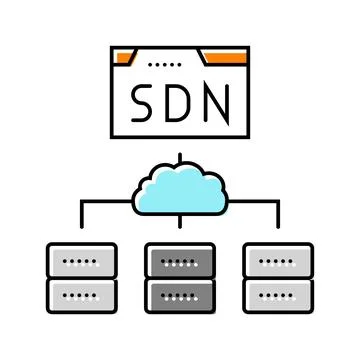 Software defined network data center color icon vector illustration Stock Illustration