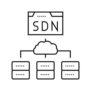 Software defined network data center line icon vector illustration Stock Illustration