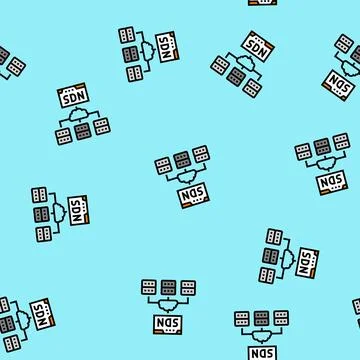 Software defined network data center vector seamless pattern Illustrazione stock