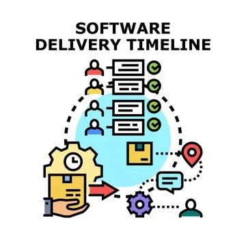 Software delivery lifecycle timeline planning process Stock Illustration