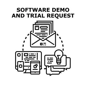 Software demo and trial request concept illustration Ilustração Stock