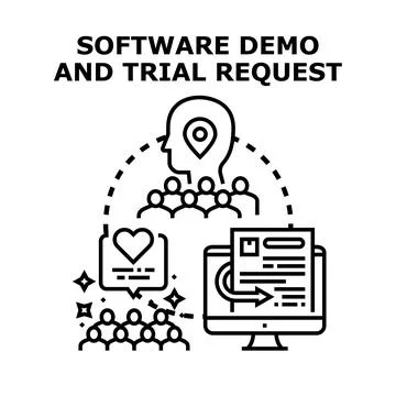 Software demo and trial request concept illustration Stock Illustration