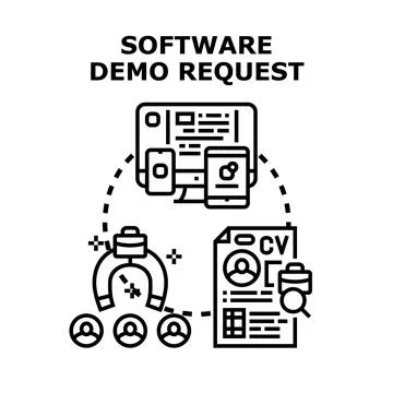 Software demo request attracting new customers and users Illustrazione stock