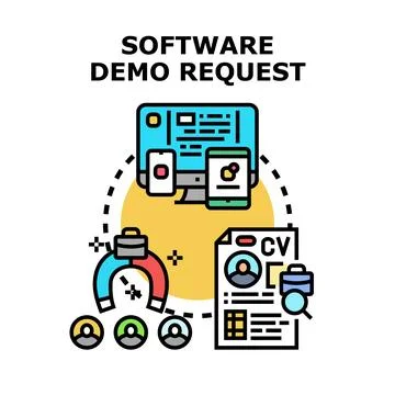 Software demo request attracting new customers and users 스톡 일러스트