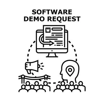 Software demo request concept for online presentation 스톡 일러스트