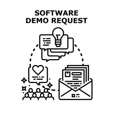 Software demo request concept for online demonstration Stock Illustration