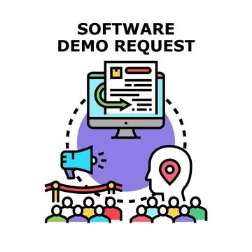 Software demo request concept for online presentation Ilustración de archivo