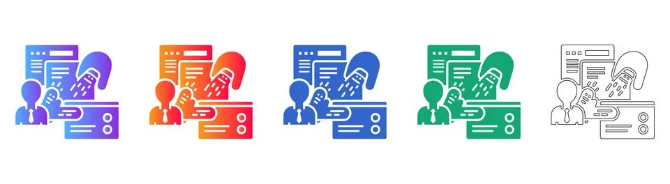 Software Deployment and User Feedback Icon Set Stock Illustration