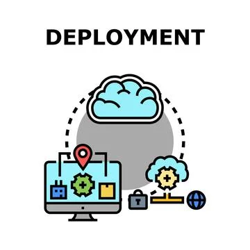 Software deployment concept with cloud computing integration Stockillustratie