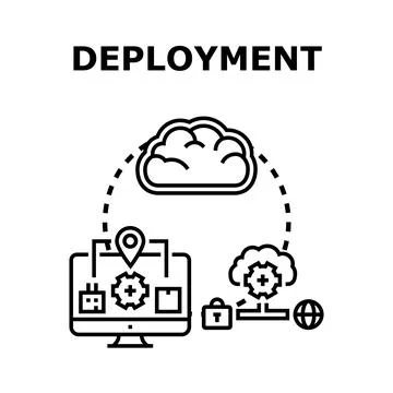 Software deployment concept with cloud computing integration Ilustração Stock