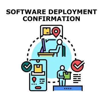 Software deployment confirmation process with digital management Stock Illustration