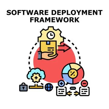 Software deployment framework concept illustrating digital process Stock Illustration