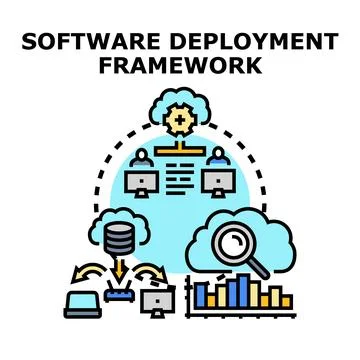 Software deployment framework process cloud computing development Stock Illustration