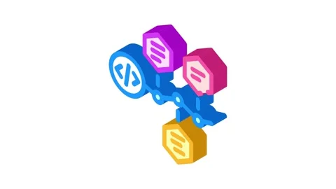 Software deployment isometric icon animation Video stock 327290975