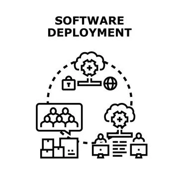 Software deployment managing cloud infrastructure and user access 스톡 일러스트
