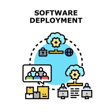 Software deployment managing cloud infrastructure and user access Stock Illustration