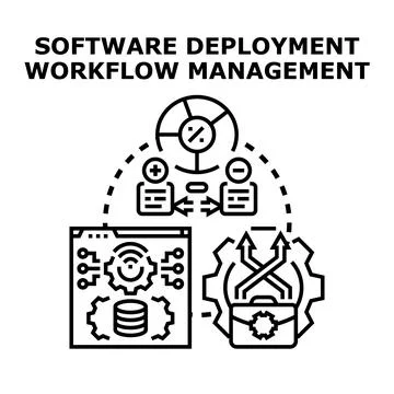 Software deployment managing workflow and development process 스톡 일러스트