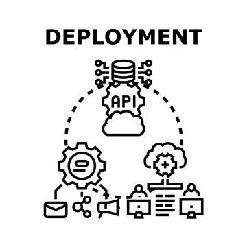Software deployment process concept with cloud computing Stock Illustration