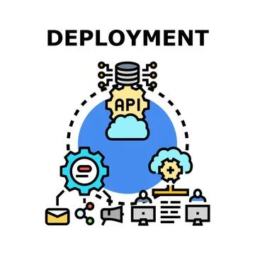 Software deployment process concept with cloud computing Stock Illustration