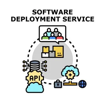 Software deployment service implementing cloud development process 库存插图